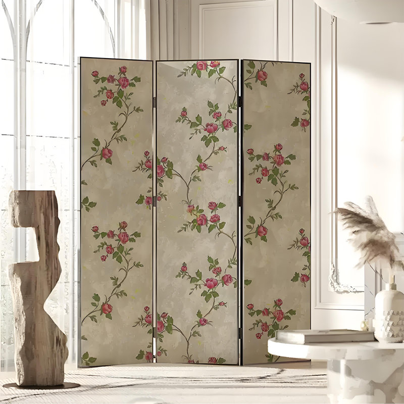 Pastoral floral folding screen, H 78,74 po x l 53,15 po x P 1,57 po