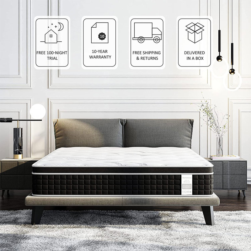 Martisiluna 10.5 In Hybrid Gel Memory Foam Mattress with Coil Innerspring, Queen