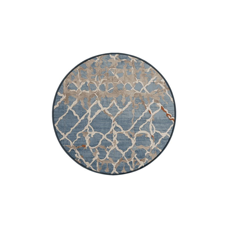 Machine Washable Gray Area Rug, Round 4'
