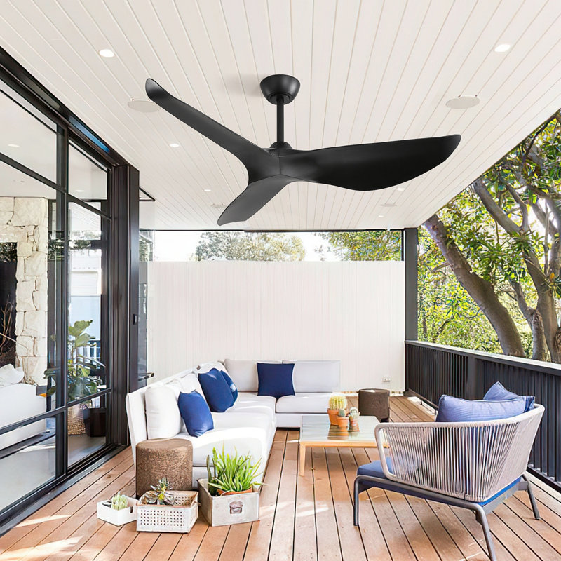 Ventilateur de plafond en ABS de 52 pouces avec moteur à courant continu réversible à télécommande 6 vitesses pour la maison