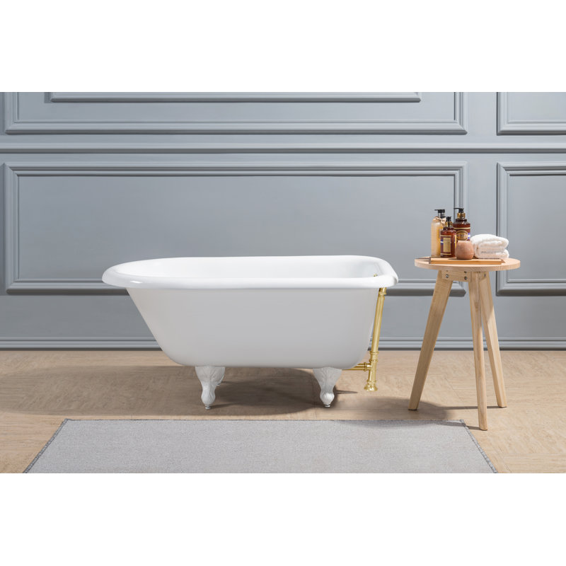 Baignoire de trempage sur pattes 66 "Streamline, Blanc lustré, Or poli