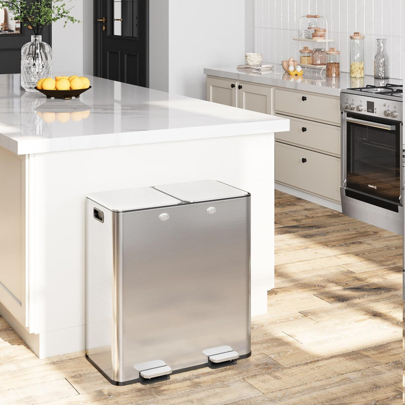  Stainless Steel 16 Litre Step On Kitchen Trash Can