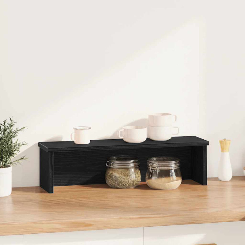 Kitchen Rack Stackable 15x16 Cm Engineered Wood, 16cm H x 60cm W x 15cm D, Black