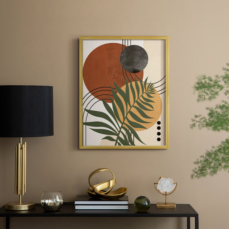«Contemporary Palm I», reproduction encadrée - bois massif, H 21 po x l 17 po, Doré