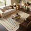 Tapis intérieur / beige à motif géométrique beige / brun à motif géométrique de 6 pi x 9 pi (5 pi 11 po x 9 pi 0 po) Tapis de salon, de chambre à coucher, de salle à manger et de cuisine-1702647021