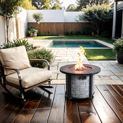 Outdoor  Propane Fire Pit, Concrete Gas Fire Table With 50,000 Btu, Lava Rocks Included, Outdoor Fire Pit, Waterproof Cover
