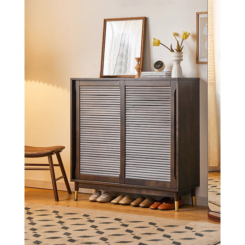 Armoire à chaussures en bois d'hévéa, H 39,37 po x l 31,5 po x P 13,78 po