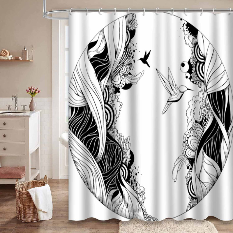 Rideau de douche avec 12 crochets, L 72 po x l 84 po