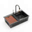 Évier de cuisine à encastrer en acier inoxydable noir canon de fusil, 33 po x 22 po, avec robinet extractible et lave-tasse