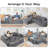 110” Modular Sectional Compression Cloud Sofa for Living Room Modern Minimalist couch with L-Shaped Chaise Upholstered Corduroy Couch, Deep Seat, No Assembly Required, Gray-1802390415