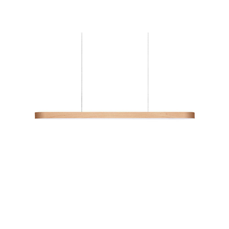 1 - Light LED Pendant, 98" H x 47.2" W x 2" D, Natural Beech, Matte White
