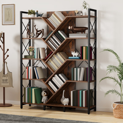 Mong 70" H x 55"W Display Shelves Wood Etagere Bookcase by Trent Austin Design