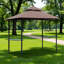 Pavillon de jardin avec double toit et auvent pour barbecue