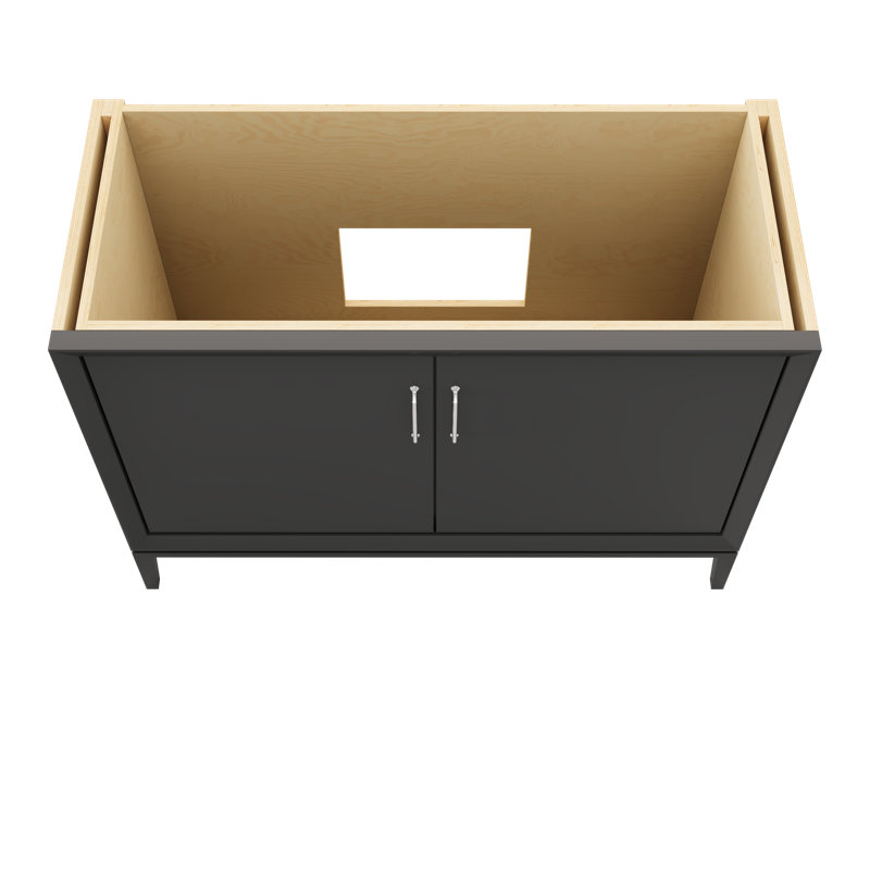 Meuble-lavabo simple Alexandra, Noir cassé, Chrome poli, 48"