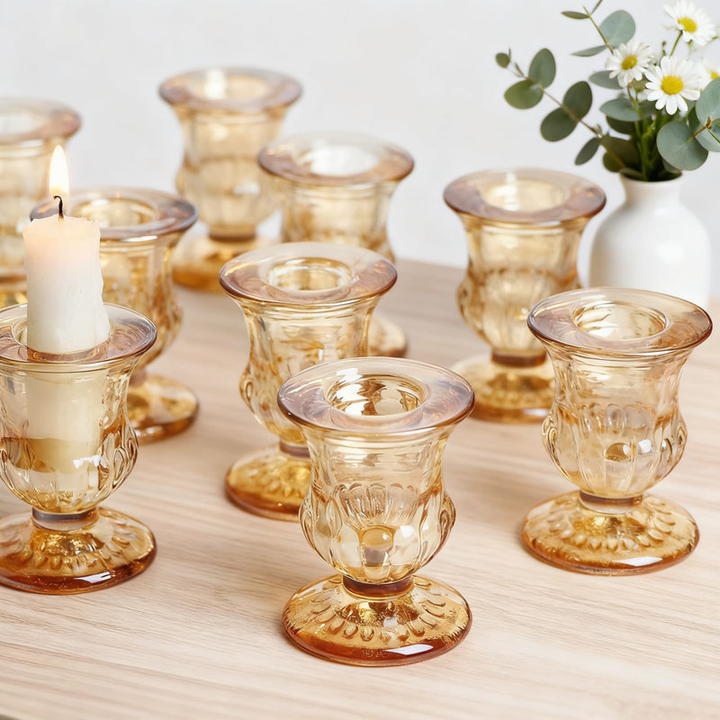 Ensemble de 12 chandeliers effilés en verre pour centres de mariage, décor de table rustique et décorations des Fêtes, Clair