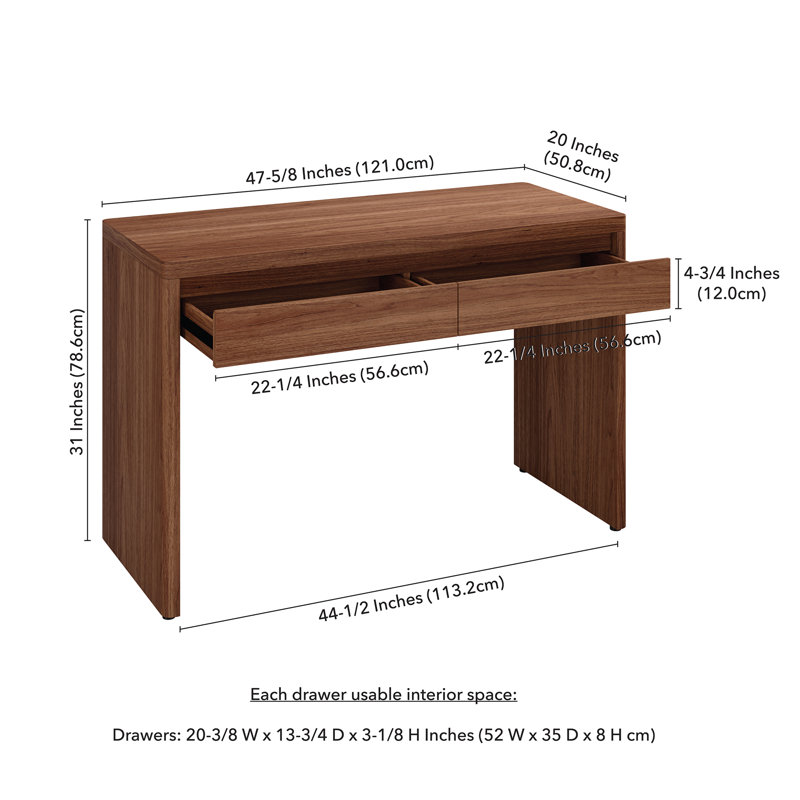 Ashcroft 48" Wide Rectangular Desk in Satin Walnut, Satin Walnut