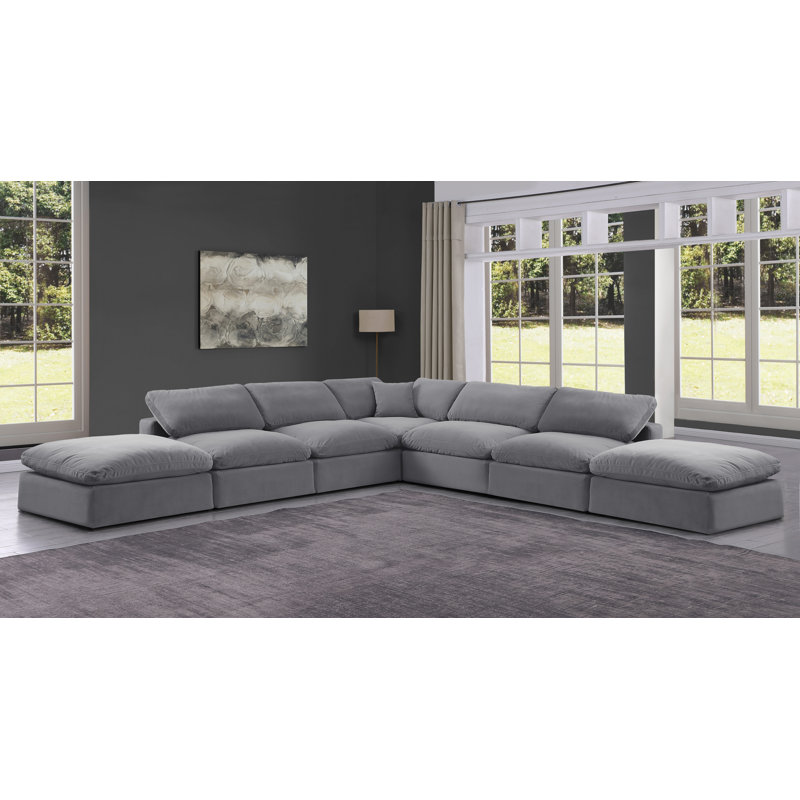 Canapé modulaire en velours 160 po conforme à la norme CAL117, Velours gris