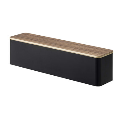 Rin Yamazaki Home Utensil Case Silverware Cutlery Holder With Divider, Portable, Plastic + Wood, Lid