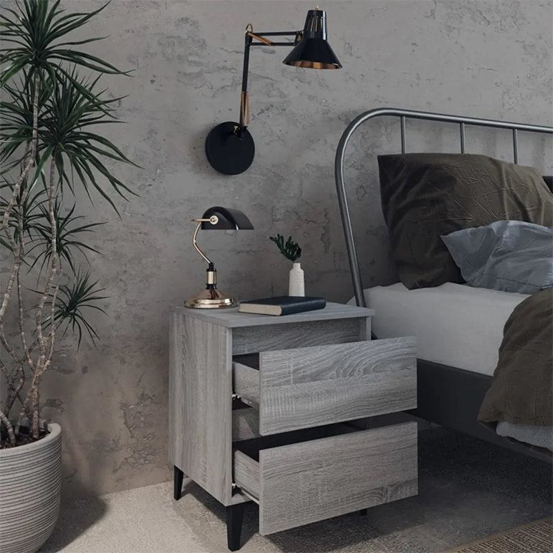 40 cm W Bedside Table, Grey Sonoma, 1