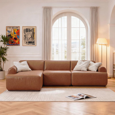 Canapé modulaire modulaire, canapé désossé, canapé compressé, amovible et lavable, housse de canapé remplaçable, revêtement moderne texturé tissé, conception convertible en forme de L pour le salon