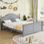 Lit plateforme double en bois avec tête et pied de lit, clôture-817820608-817820638