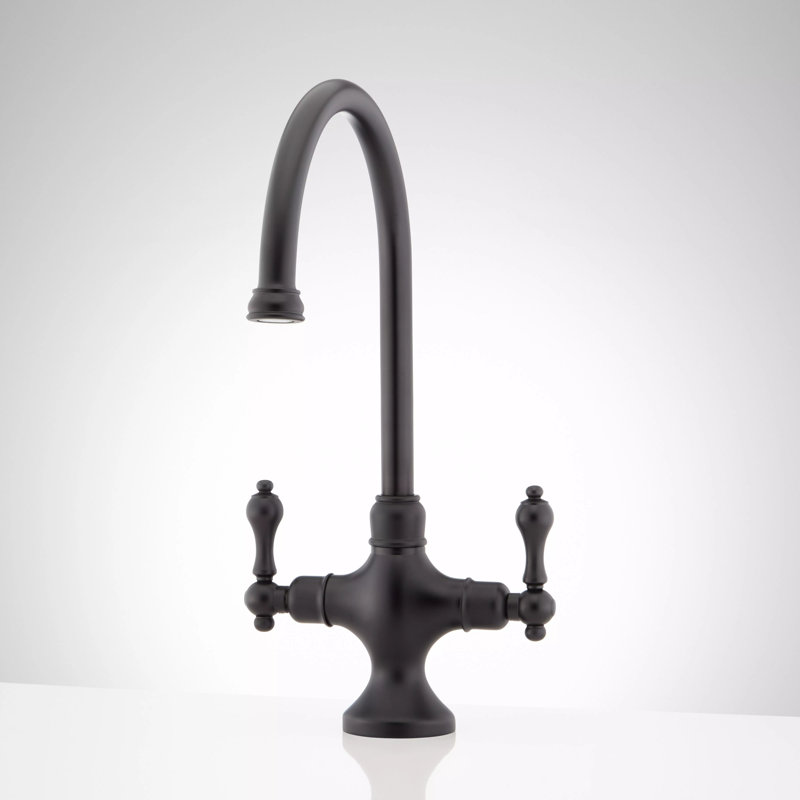 Isabel Double Handle Single Hole Bar and Kitchen Faucet, Matte Black