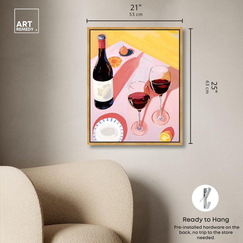 Table Summer Wine par Art Remedy, H 25 po x l 21 po, Cadre flottant, Doré