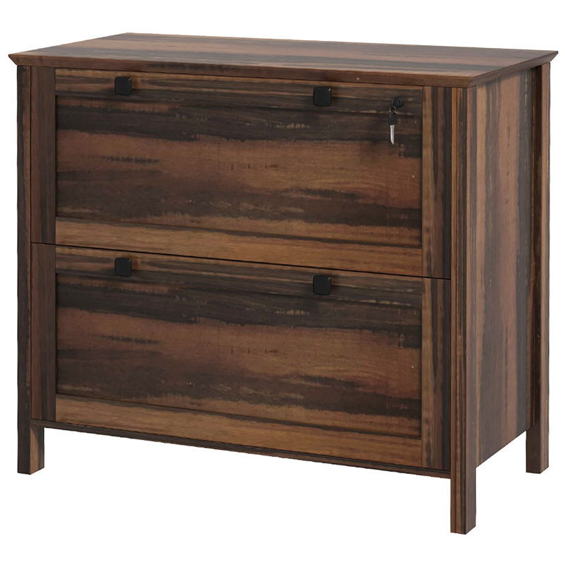 Brown File Cabinet With Lock Feature, For Home Office. 2 Drawer Adjustable Hanging Bar Letter, A4, Legal. Stylish & Functional. 31.1" L X 15.7" W 28.3" H Office, Brown. Legal Size. And Functional,