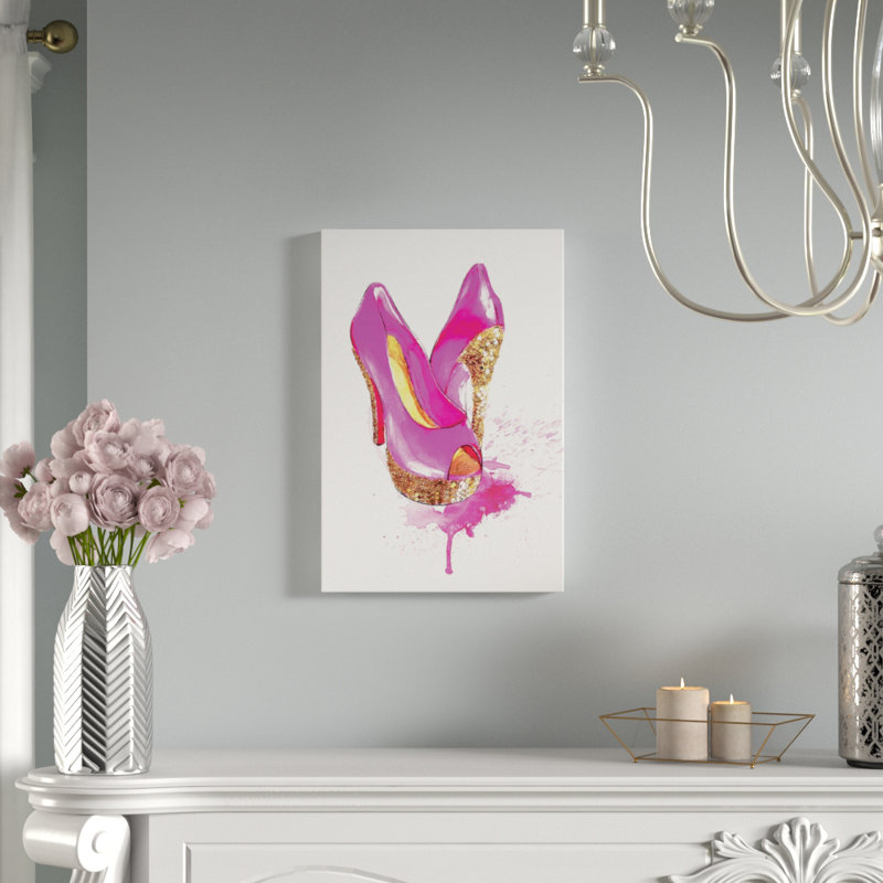 Glitter High Heel par Rongrong DeVoe - reproduction d'art graphique sur toile, H 12 po x l 8 po x P 0,75 po, Toile tendue