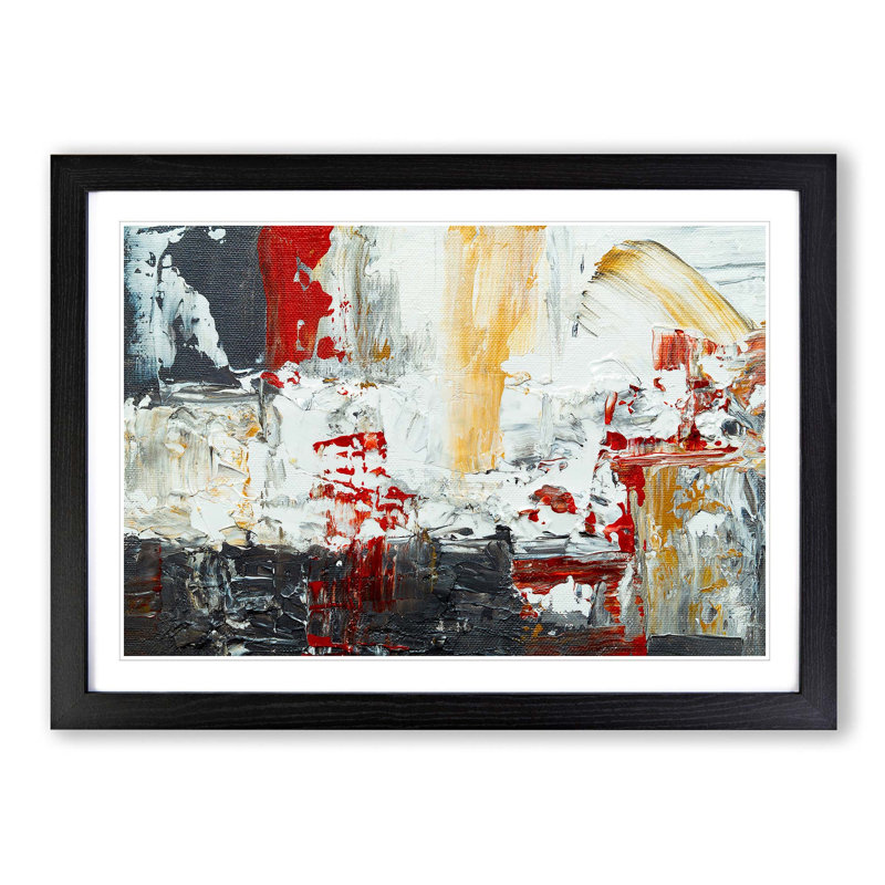 Abstract Art Painting Vol.369 by S.Johnson - Framed Print, 27cm H x 36cm W x 2cm D, Black Framed