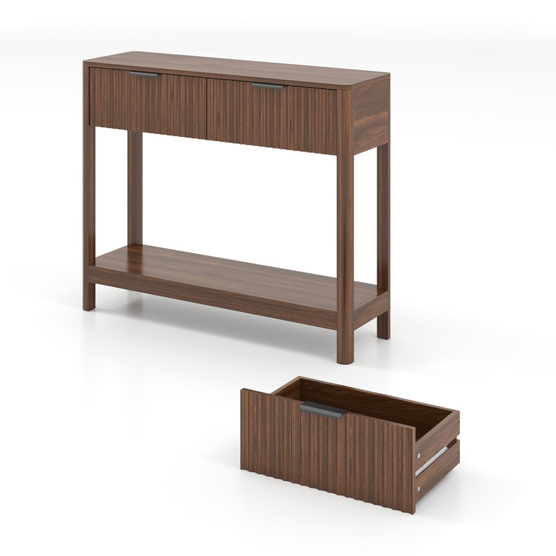 39" Console Table With 2 Drawers And Open Storage Shelf