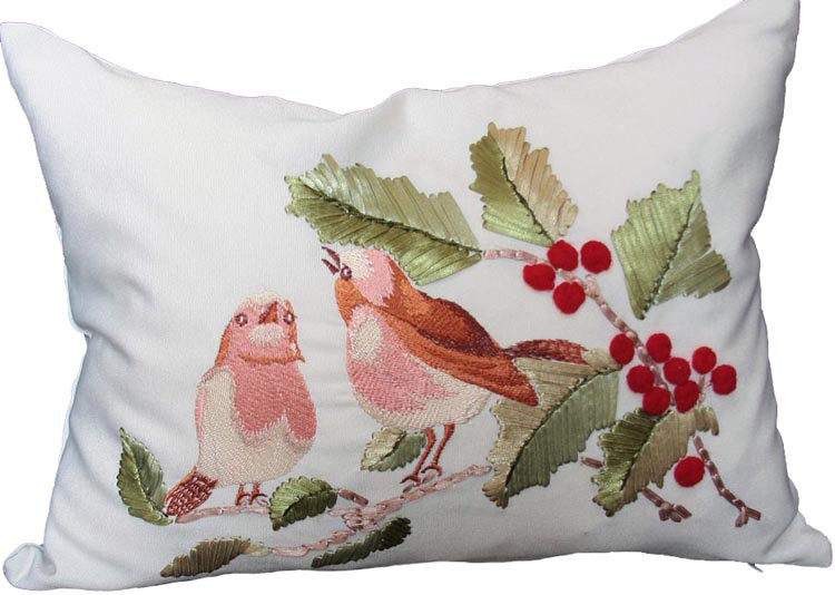 Coussin lombaire oiseau on holly Salvato