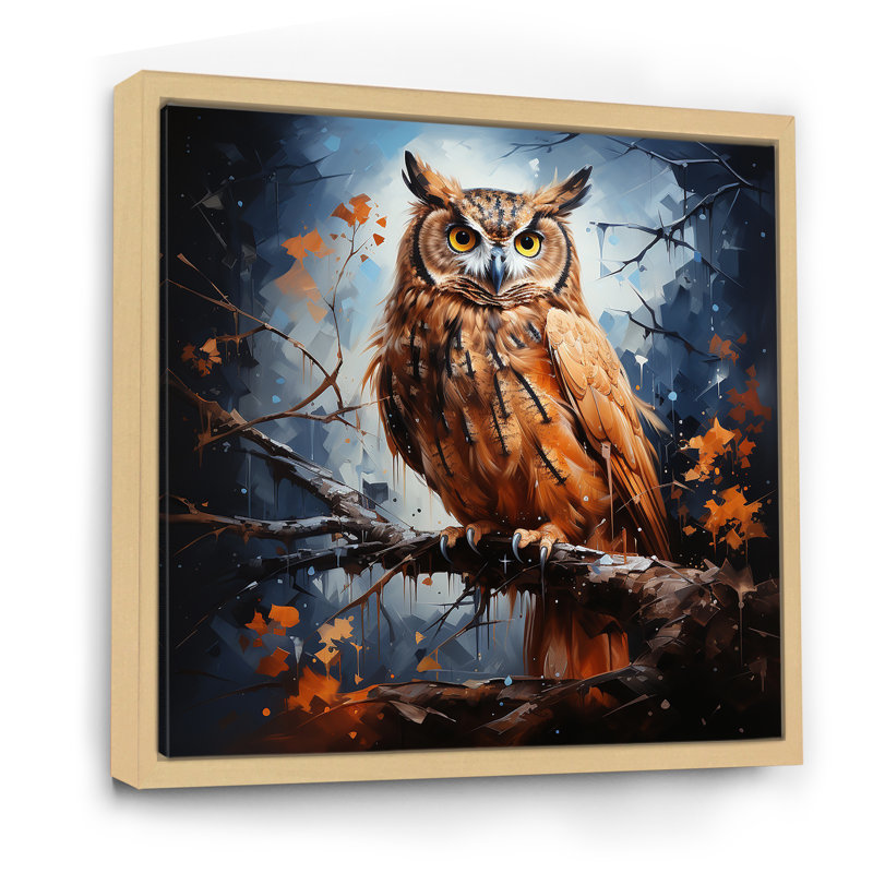 «Owl Twilights Mystique I» sur toile, Cadre naturel flottant, H 36 po x l 36 po x P 1,5 po