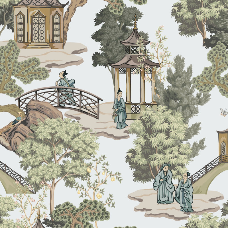 Papier peint traditionnel chinois Pagode Serene