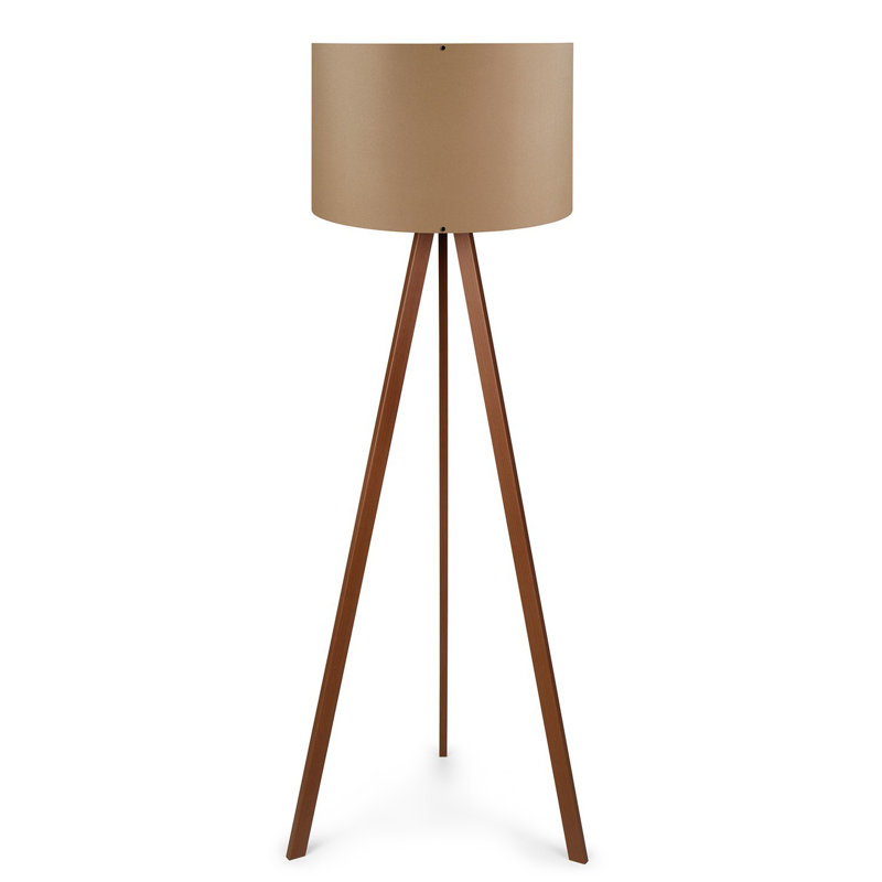 Scandinavian Floor Lamp with Tan & Brown Fabric Shade, 38 x 55.1 inches | Durable MDF & PVC Fabric, 115 inches Tall | E27 Socket, Max 40W | Stylish On/Off Switch, Perfect for Modern Living Rooms & Bedrooms