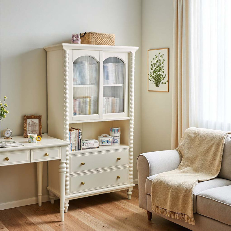 Cream Style Solid Wood Storage Cabinet
