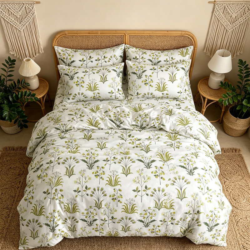 Elegant Floral 100% Cotton Double Duvet Set 3-Piece