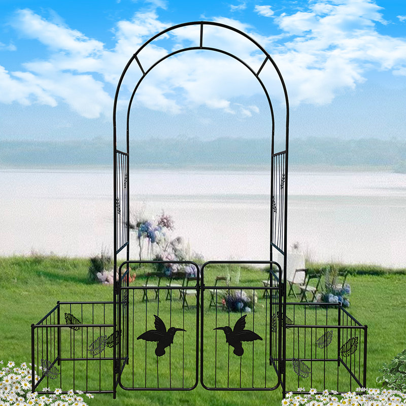 78.92'' W x 20.04'' D Iron Arbour with Gate in Black