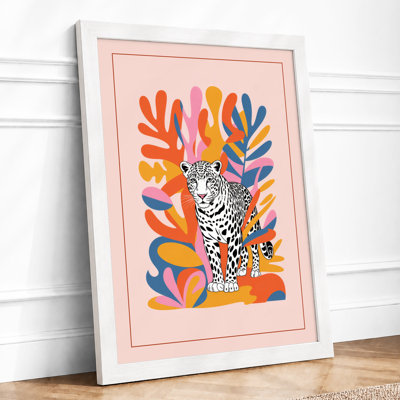 Leopard in Bloom Boho 1 Piece Single Picture Frame Wall Art