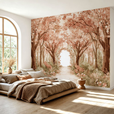 Murale auto-adhésive moderne pour la chambre à coucher Peel and Stick L 69 po x l 96 po avec imprimé jardin printanier Cottagecore