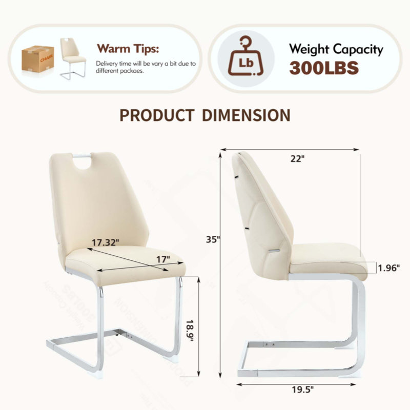 Ensemble de 2 chaises de salle à manger en similicuir avec texture en filet, anneau arrière et poignée, ensemble de chaises de salle à manger rembourrées à dossier haut (ensemble de 2)