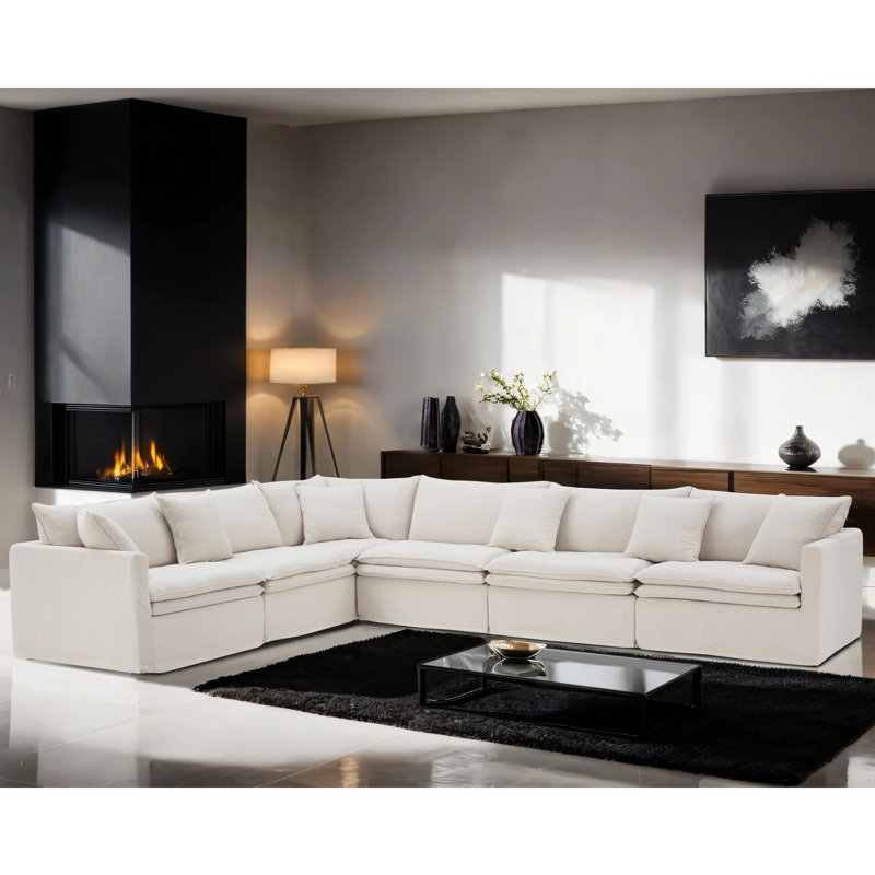 Canapé modulaire Adaire, Lin beige
