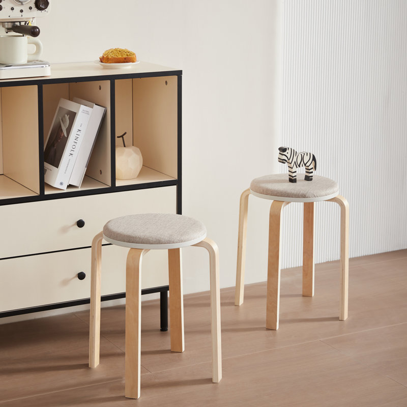 Ensemble de 4 tabourets empilables, Gris clair