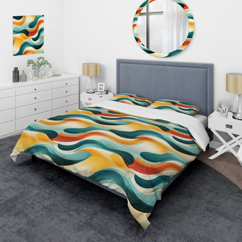 Karanveer Mod Wave Revival - Ensemble de housse de couette style Mid-Century - Microfibre de polyester