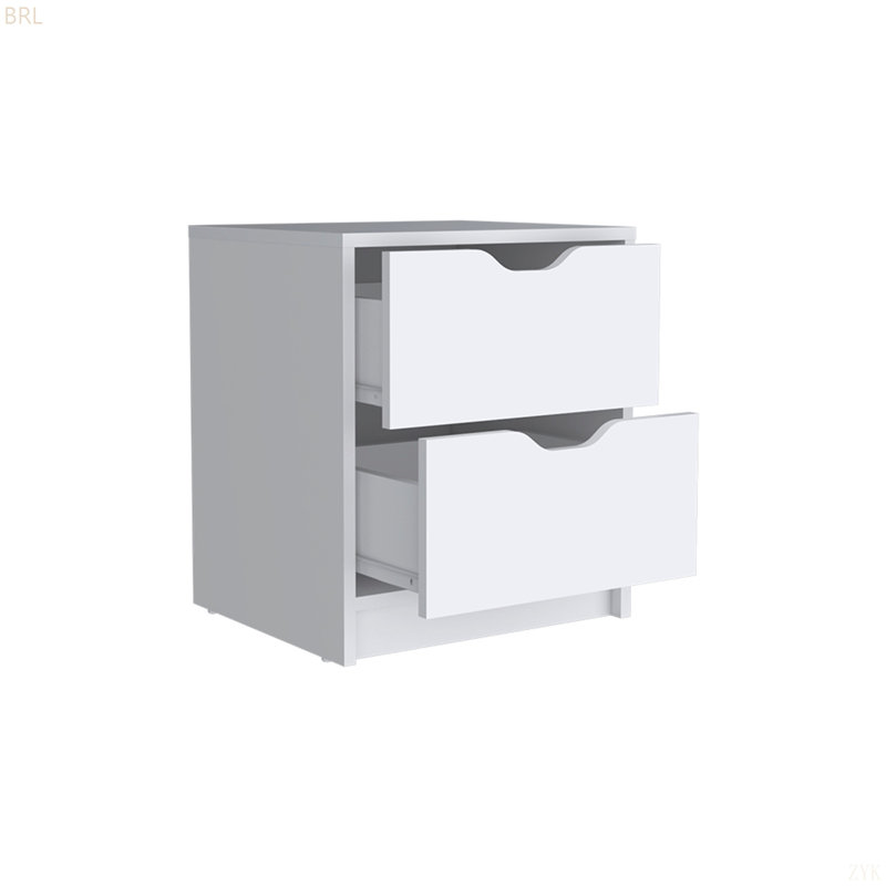 Table de chevet à deux tiroirs minimaliste, Blanc