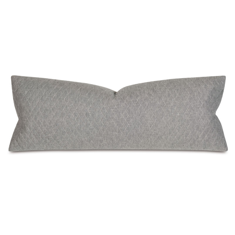 Gray Quilted Rectangular Polyester Throw Pillow