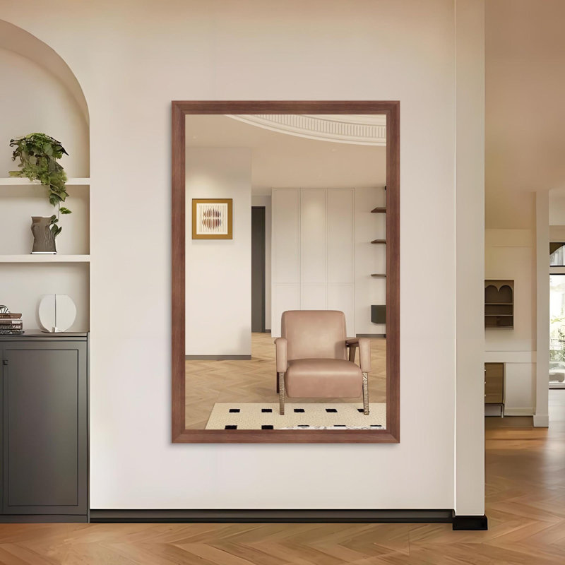 Modern Bathroom Mirror, Walnut
