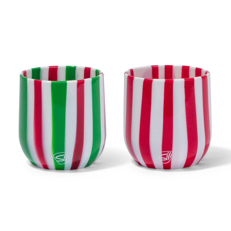 Silipint: Verres à vin en silicone: paquet de 2 - menthe poivrée et poinsettia - incassable