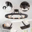 Abigail 28" Wagon Wheel Black 8-light Metal Round Rustic Semi-Flush Mount