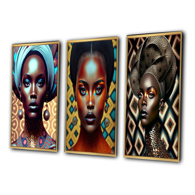 Portrait of Glamour African Lady - ensemble de 3 impressions